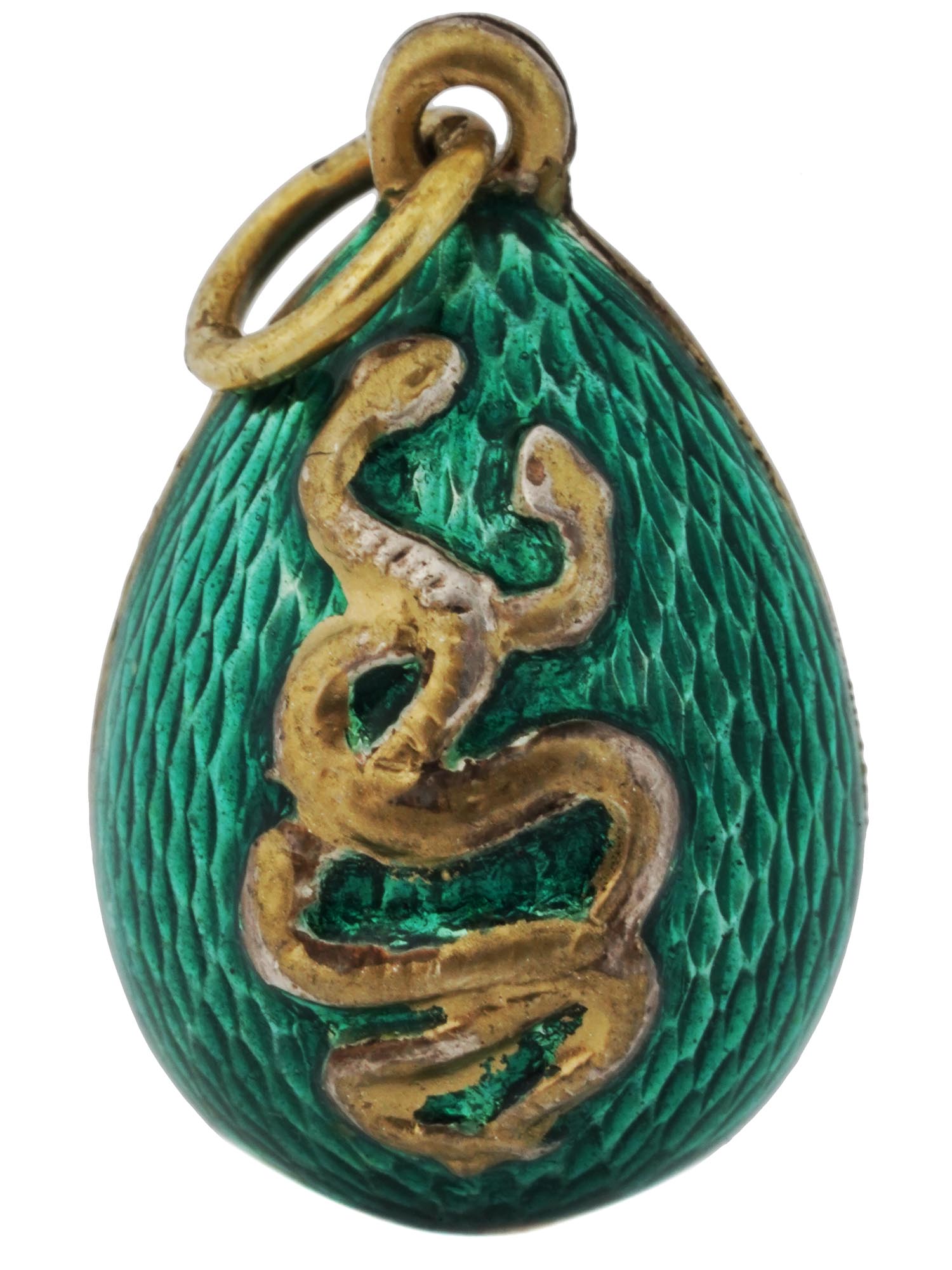 RUSSIAN GILT SILVER ENAMEL EASTER EGG PENDANT PIC-0